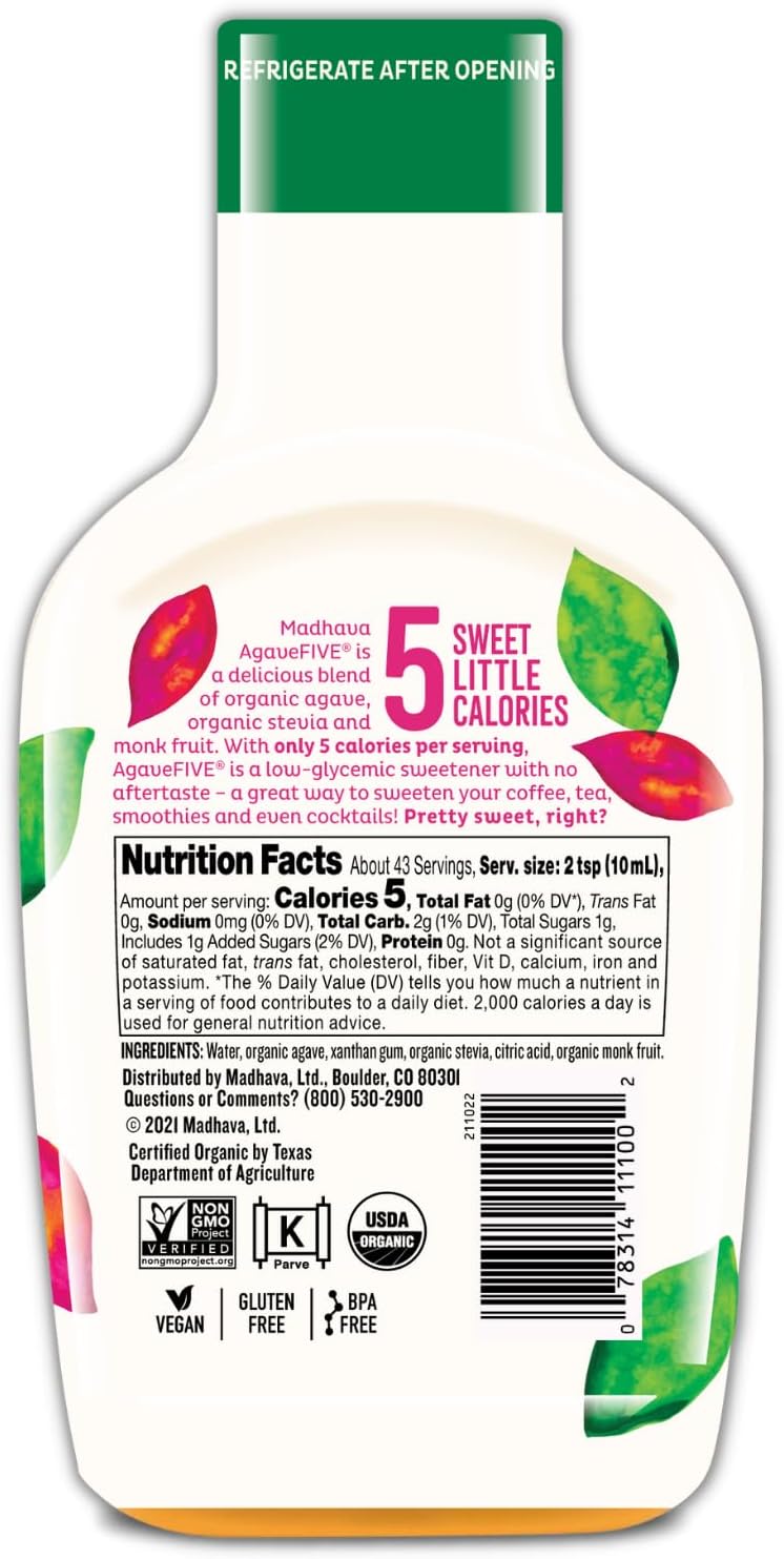 Madhava Organic Agave Five Low-Glycemic Sweetener - Image 3